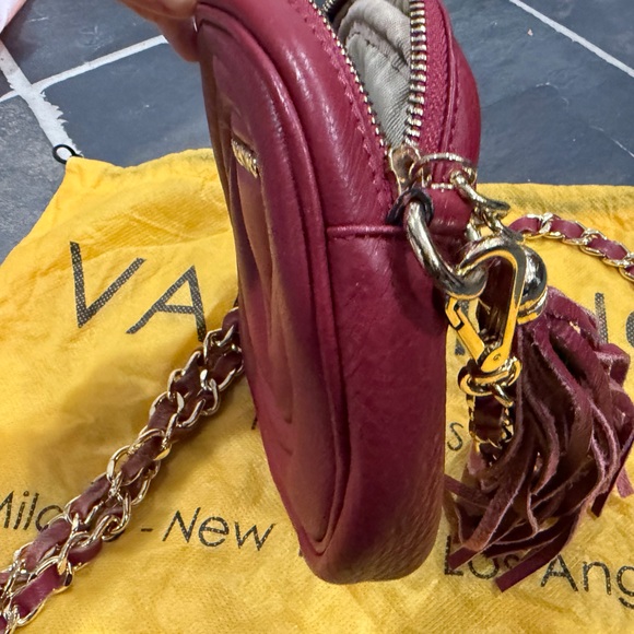 EUC: Valentino By Mario Valentino Nina Red Crossbody Bag with Gold Chain - Picture 3 of 10